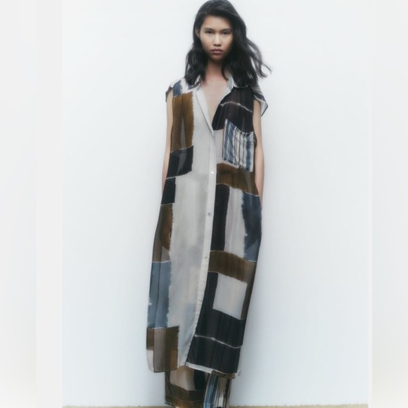 ZARA Multicolor Striped Sleeveless Blouse - Picture 1 of 7